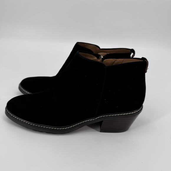 Sam Edelman Women's Black Suede Pryce Leather Heeled Ankle Booties Size 8 - Picture 5 of 12